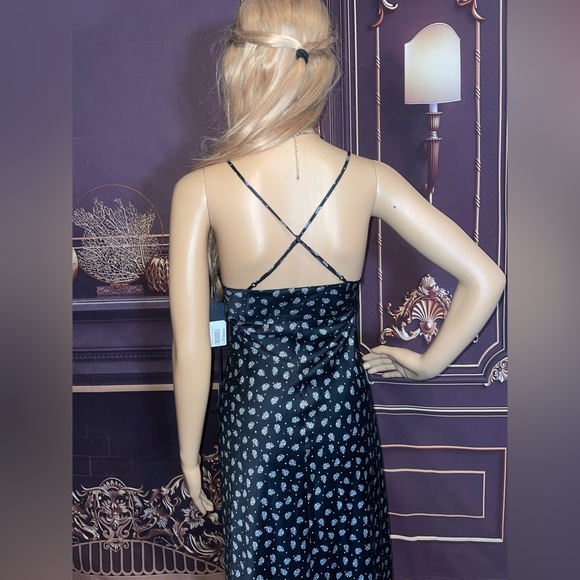 NWT Guess Black Floral High Low Slip Dress Size Large - Picture 7 of 16